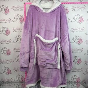 Blanket hoodie pocket for pet purple Cozy Plush Hooded Lounge Robe Lavender